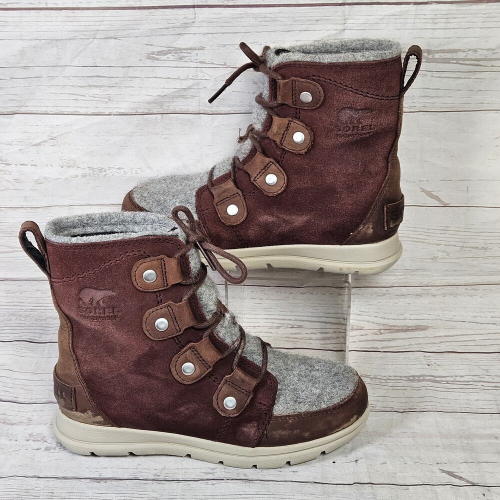Sorel Womens Explorer Joan Leather & Wool WTP Insulated Boots Size 6 NL3423-628
